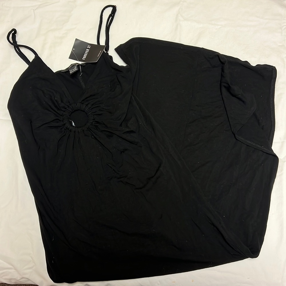 Black key hole midi slit dress